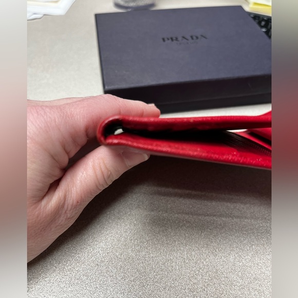Prada Saffino red trifold Wallet with box - Picture 6 of 15